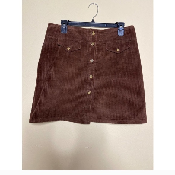 Vintage Corduroy Mini Brown Button Front Skirt Large - Picture 7 of 11